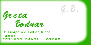 greta bodnar business card