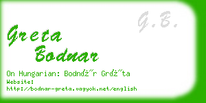 greta bodnar business card